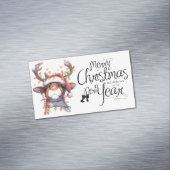 Reindeer in Lights Merry Christmas Happy New Year Magnetische Visitenkarte (Beispiel)