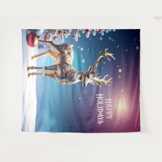 Reindeer Jewels Holiday Backdrop Wandteppich (Vorderseite (Horizontal))