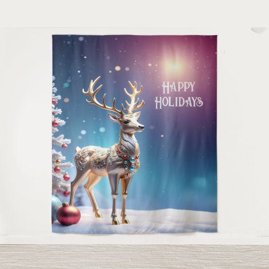 Reindeer Jewels Holiday Backdrop Wandteppich (Vorderseite)