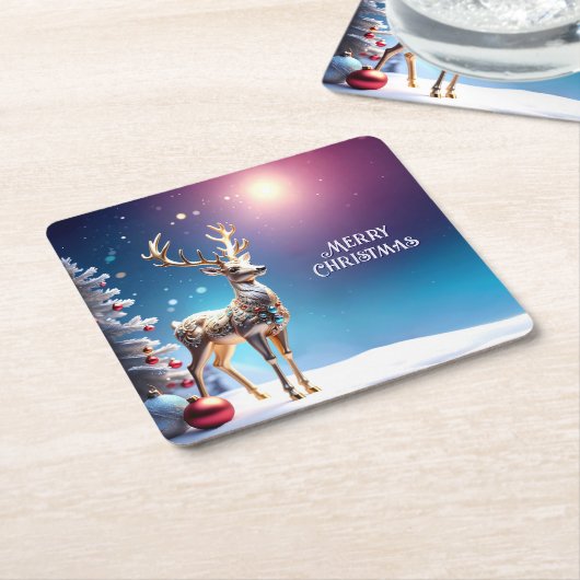 Reindeer Jewels Weihnachts-Weihnachtsbuch Unterset Rechteckiger Pappuntersetzer (angewinkelt)