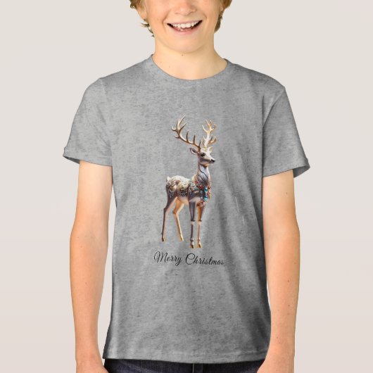 Reindeer Jewels Weihnachtsfeiertag Tri-Blend Shirt (Vorderseite)