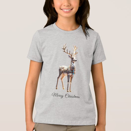 Reindeer Jewels Weihnachtsfeiertag Tri-Blend Shirt (Vorderseite)