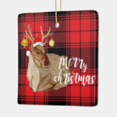 Reindeer Jingle Bell Kariert Merry Christmas Tree Keramikornament (Links)