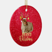 Reindeer Jingle Bell Merry Christmas Tree Keramik Ornament (Rechts)