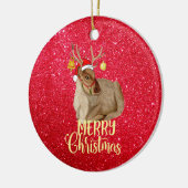 Reindeer Jingle Bell Merry Christmas Tree Keramik Ornament (Links)