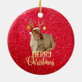 Reindeer Jingle Bell Merry Christmas Tree Keramik Ornament (Hinten)