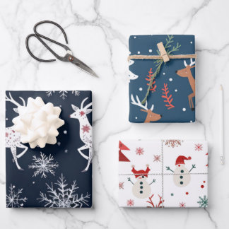 Reindeer Joyride Snowflake Christmas Wrap Geschenkpapier Set