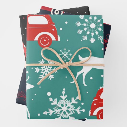 Reindeer Joyride Snowflake Christmas Wrap Geschenkpapier Set (Beispiel)