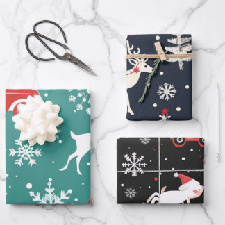 Reindeer Joyride Snowflake Christmas Wrap Geschenkpapier Set