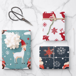 Reindeer Joyride Snowflake Christmas Wrap Geschenkpapier Set