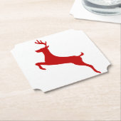Reindeer Jump Weihnachts Rote Silhouette Cooler Untersetzer (angewinkelt)