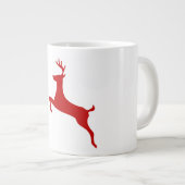 Reindeer Jump Weihnachts Rote Silhouette Zwei-Tone Jumbo-Tasse (Vorderseite Rechts)
