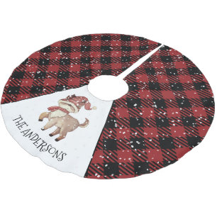 Reindeer Kariert Christmas Polyester Weihnachtsbaumdecke