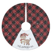 Reindeer Kariert Christmas Polyester Weihnachtsbaumdecke (Vorderseite)