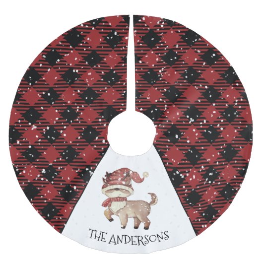 Reindeer Kariert Christmas Polyester Weihnachtsbaumdecke (Vorderseite)