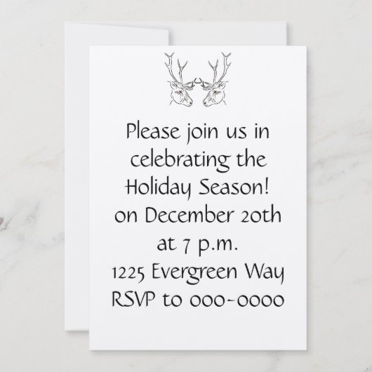 Reindeer Line Zeichne Weihnachten Einladung (Rückseite)