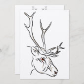 Reindeer Line Zeichne Weihnachten Einladung (Vorne/Hinten)