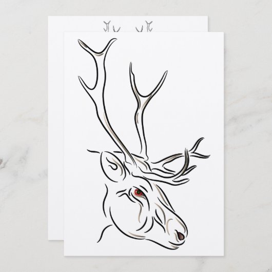 Reindeer Line Zeichne Weihnachten Einladung (Vorne/Hinten)