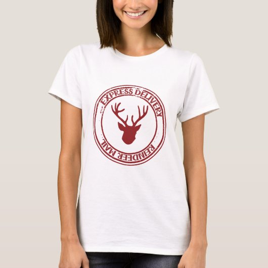 Reindeer Mail Postage Stamp T-Shirt (Vorderseite)