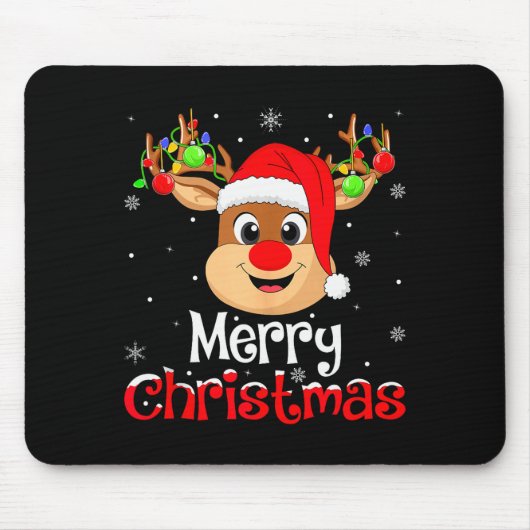 Reindeer Merry Christmas Family Men Women Kids Xma Mousepad (Vorne)