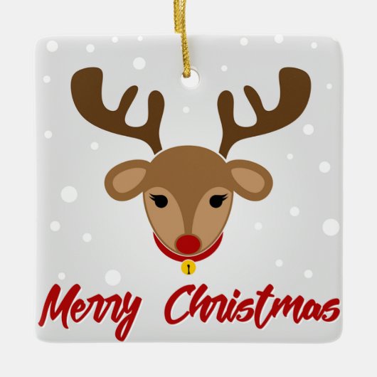 Reindeer Merry Christmas Keramikornament (Vorderseite)