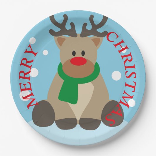 Reindeer Merry Christmas Paper Tellers Pappteller (Vorderseite)