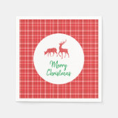 Reindeer Merry Christmas Red White Twill Kariert Serviette (Vorderseite)