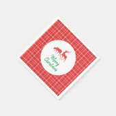 Reindeer Merry Christmas Red White Twill Kariert Serviette (Ecke)