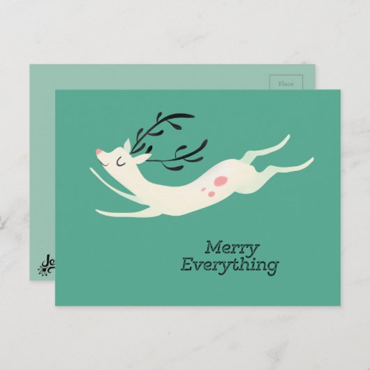 Reindeer Merry Everything Feiertagspostkarte (Vorne/Hinten)