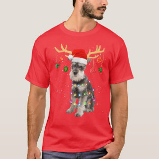 Reindeer Miniature Schnauzer Dog Santa Hat Christm T-Shirt