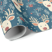 Reindeer Mistletoe Christmas Eve Wrapping Paper Geschenkpapier (Rolleneckpunkt)