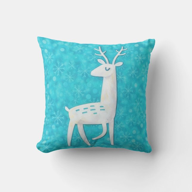 Reindeer Modern and Retro Art Throw Pillow Kissen (Vorderseite)