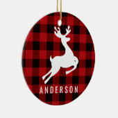 Reindeer Monogram | Deep Red Buffalo Kariert Keramikornament (Rechts)