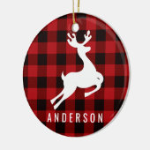 Reindeer Monogram | Deep Red Buffalo Kariert Keramikornament (Links)