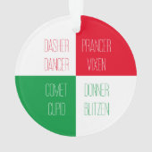 REINDEER NAMEN AkrylCircle Ornament (Rückseite)