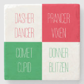 REINDEER NAMES Marble Stone Untersetzer (Vorderseite)