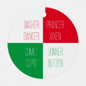 REINDEER NAMES Metal Circle Ornament Aus Metall (Vorderseite)