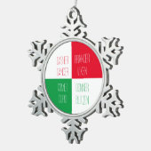 REINDEER NAMES Pewter Snowflake Ornament (Rechts)