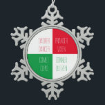 REINDEER NAMES Pewter Snowflake Ornament<br><div class="desc">Das Design auf diesem REINDEER NAMES Zinnschneeflockenschmuck ist der Name der Rentiere des Weihnachtsmannes. * Einfach einen anderen Namen eingeben, um einen der vorhandenen durch "Personalisieren Sie diese Vorlage" zu ersetzen. * Andere Ornamente und passende Produkte sind in der Kategorie REINDEER NAMES meines Shops erhältlich. ** Wenn Sie dieses Design...</div>