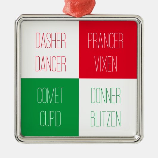 REINDEER NAMES Premium Square Ornament (Vorne)