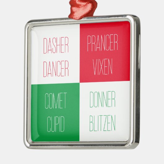 REINDEER NAMES Premium Square Ornament (Links)