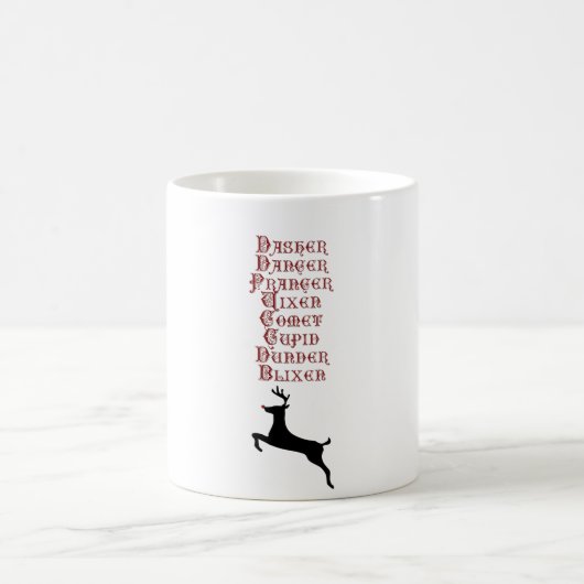 Reindeer Names Rudolph, Comet, Blixen Reindeer Kaffeetasse (Mittel)