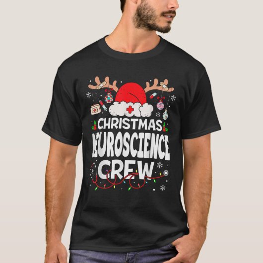 Reindeer Neuroscience Crew Funny Christmas Nurse T-Shirt (Vorderseite)