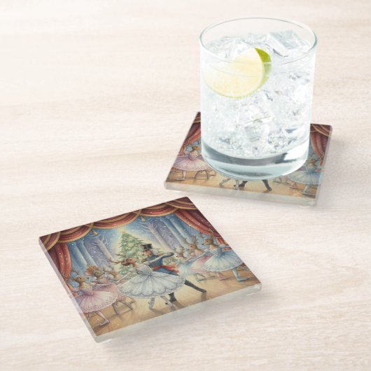 Reindeer Nutcracker Ballet, Glass Coaster Glasuntersetzer (Schrägansicht)