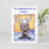 Reindeer Party Center Einladung (Stehend Vorderseite)