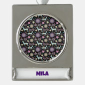 Reindeer Paterna Christmas Banner-Ornament Silber (Vorderseite)