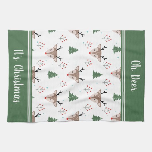 Reindeer Pattern Personalisiert Weihnachten Geschirrtuch (Horizontal)