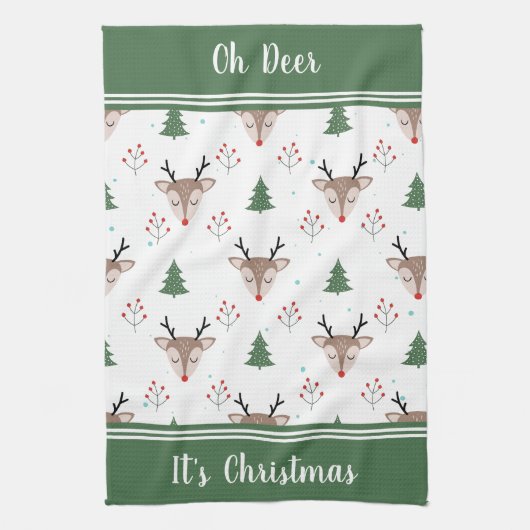 Reindeer Pattern Personalisiert Weihnachten Geschirrtuch (Vertikal)