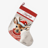 Reindeer Personalisiert Grosser WeihnachtsStrumpf Großer Weihnachtsstrumpf (Vorderansicht (hängend))