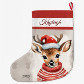 Reindeer Personalisiert Grosser WeihnachtsStrumpf Großer Weihnachtsstrumpf (Rückseite)